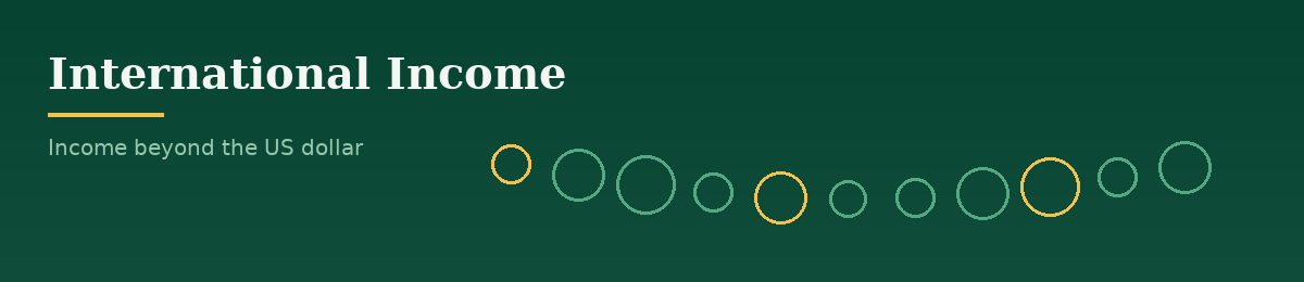 Decorative banner for the International Income section: abstract geometric shapes in the site's colours. It carries no data.