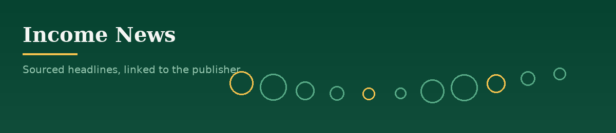 Decorative banner for the Income News section: abstract geometric shapes in the site's colours. It carries no data.
