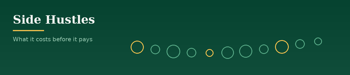 Decorative banner for the Side Hustles section: abstract geometric shapes in the site's colours. It carries no data.
